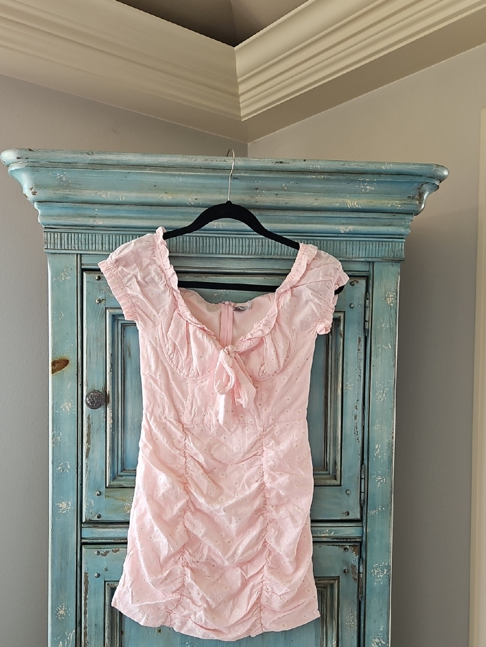 Princess Polly Never Worn Soft Pink Ruffle Tie-Front Dress